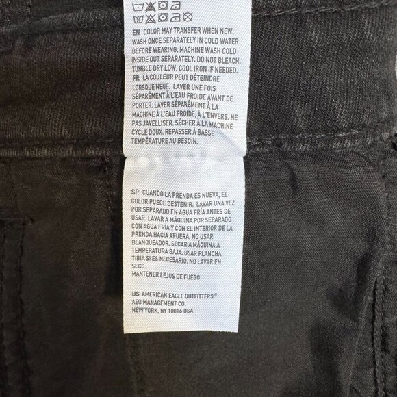 AE Ne(x)t Level Stretch Black Denim Flare Leg Overall Jeans Size 6 Long - Picture 16 of 17